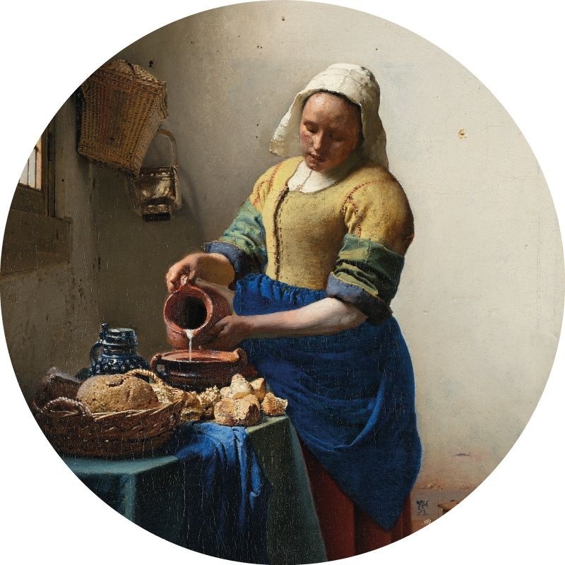 Het Melkmeisje - Johannes Vermeer - Muurcirkel