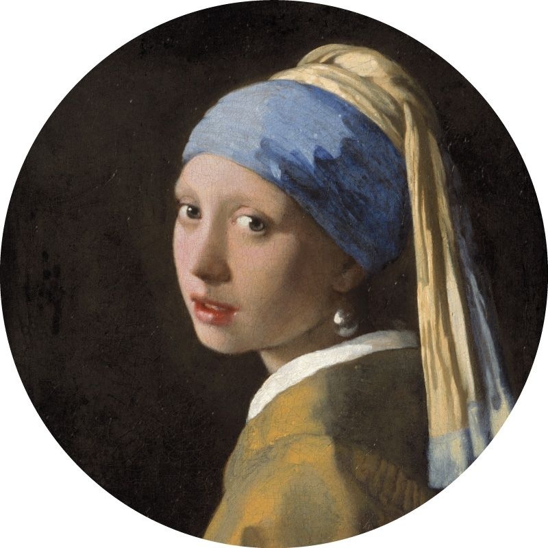 Meisje met de parel - Johannes Vermeer - Muurcirkel