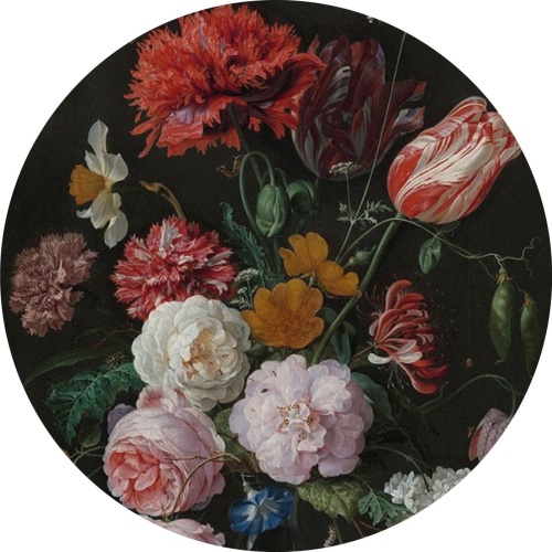  Stilleven met bloemen in een glazen vaas - Jan Davidsz. de Heem - Muurcirkel