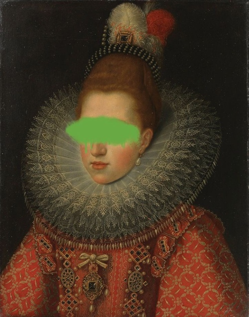 Margaretha van Oostenrijk met verfvlek - Frans Pourbus