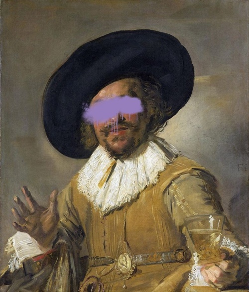 De Vrolijke Drinker met verfvlek - Frans Hals