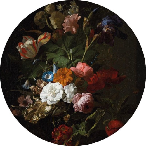 Rachel Ruysch - Bloemen in een glazen vaas - Muurcirkel