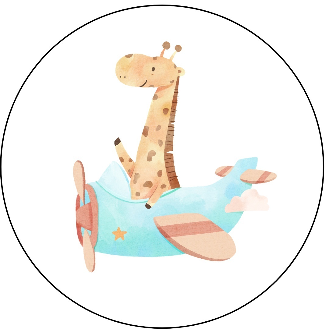 Giraf in vliegtuigje - Muurcirkel