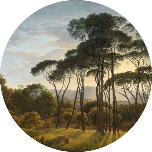  Italiaans landschap met parasoldennen (Hendrik Voogd) - 50 cm Forex - Muurcirkel