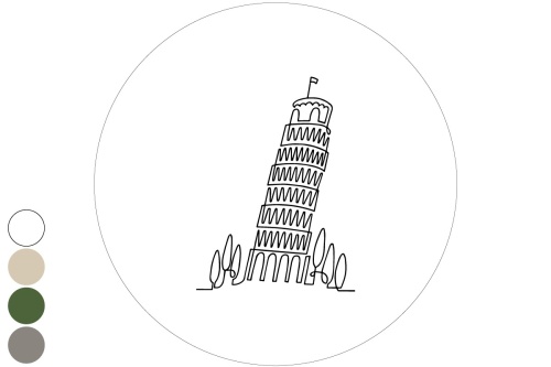 Line Art - Toren van Pisa - Muurcirkel