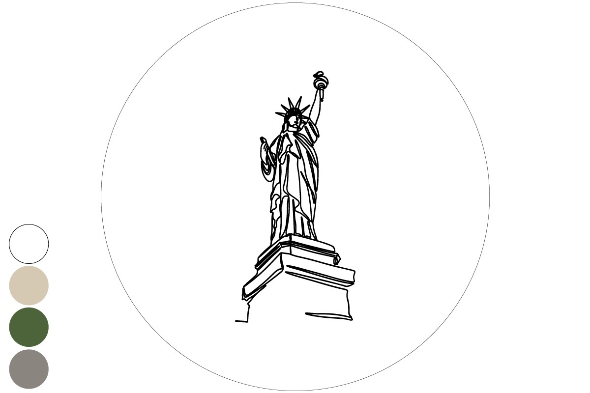 Line Art - Statue of Liberty - Muurcirkel