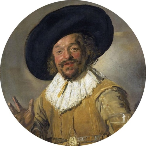De Vrolijke Drinker - Frans Hals - 40 cm Dibond - Muurcirkel