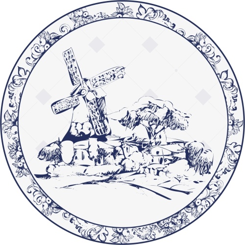 Een Hollandse molen met boerderij - Muurcirkel